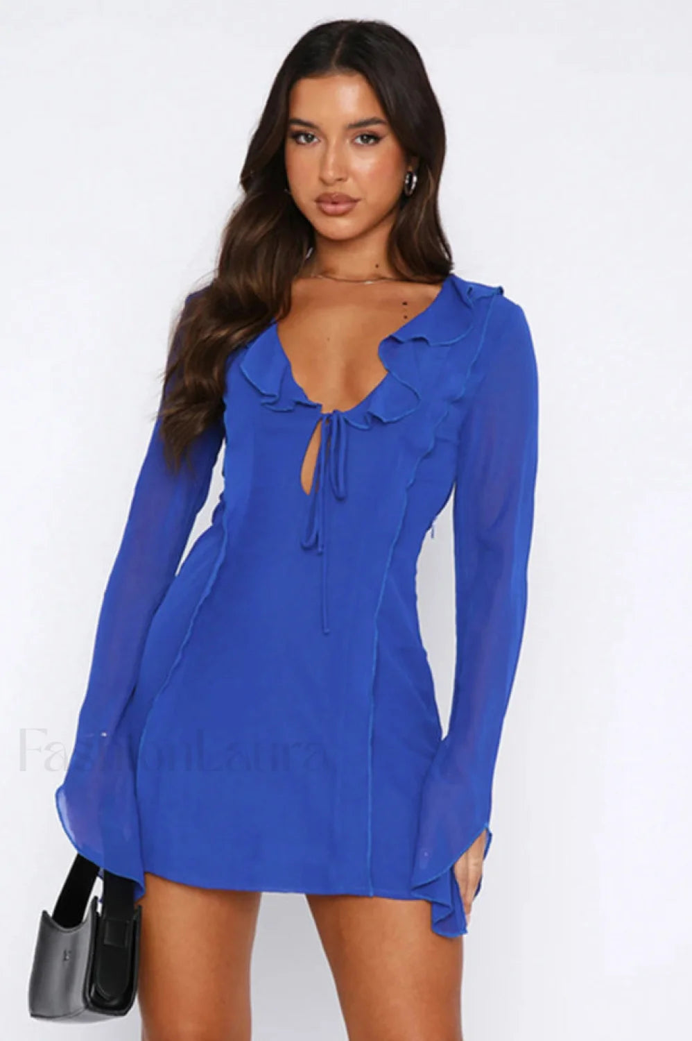 Surround Sound Stylish Mesh Mini Dress S / Blue