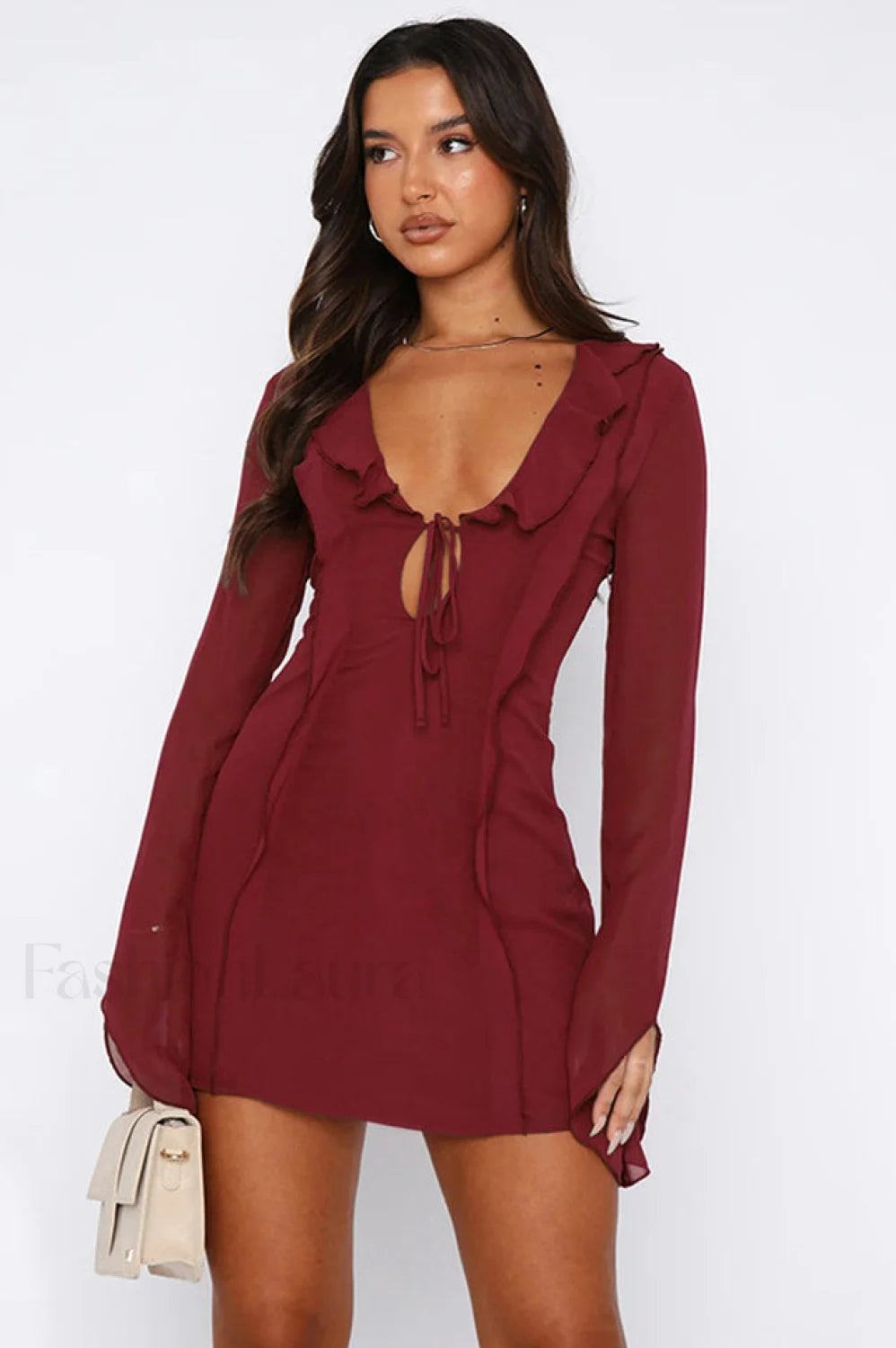 Surround Sound Stylish Mesh Mini Dress S / Red