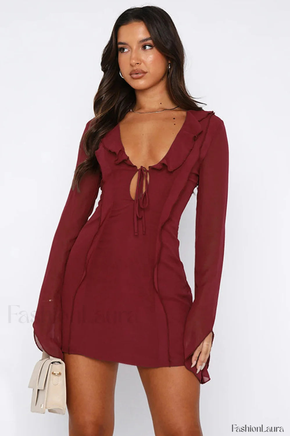 Surround Sound Stylish Mesh Mini Dress S / Red