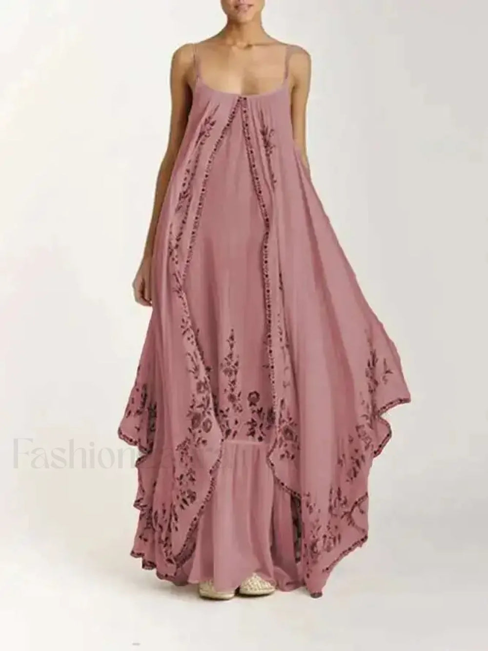 Suspended Bra Strap Boho Dress Pink / S