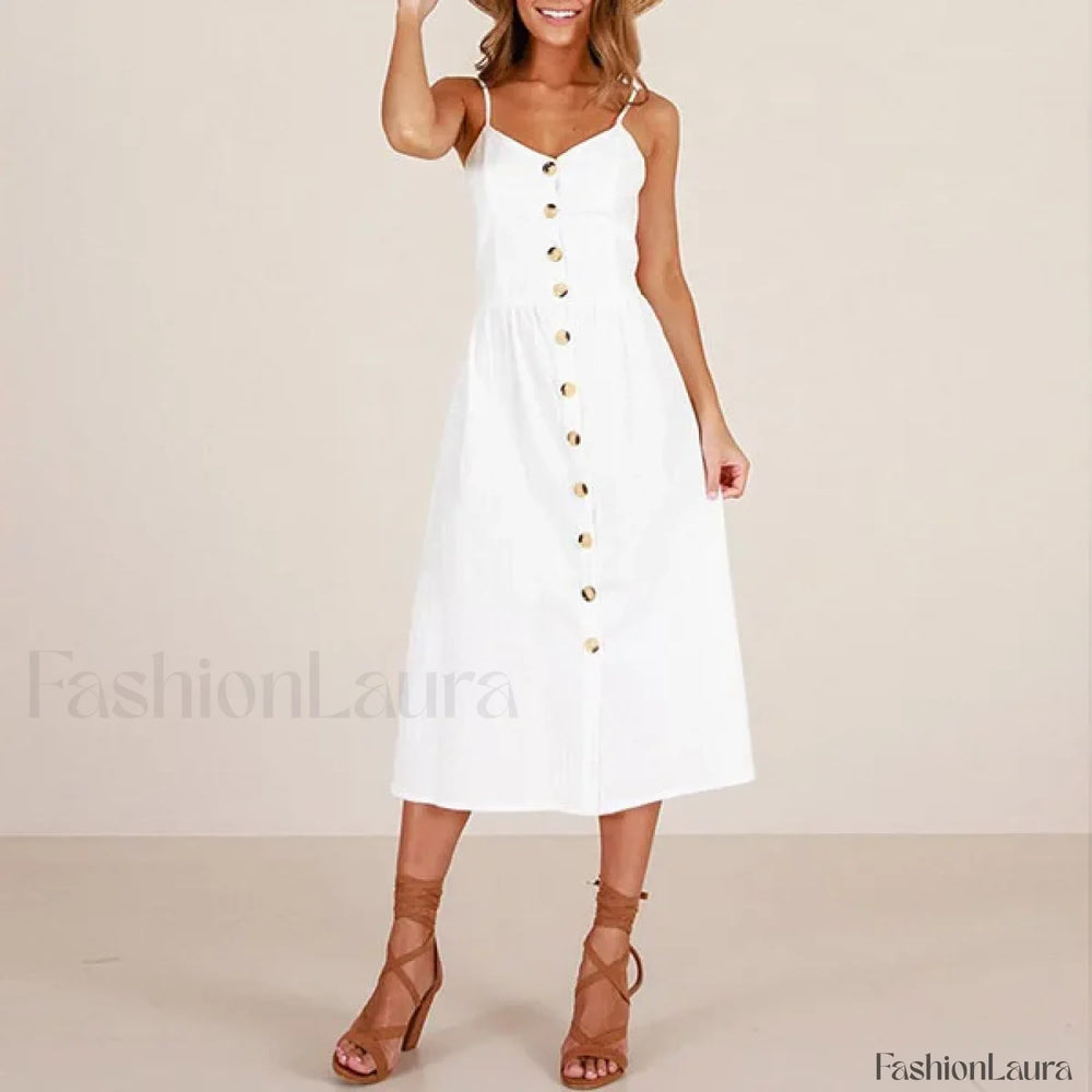 Suspenders Tiered Floral Dress White / S