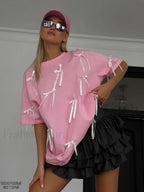 Sweet Bow Tassels Cotton T Shirt