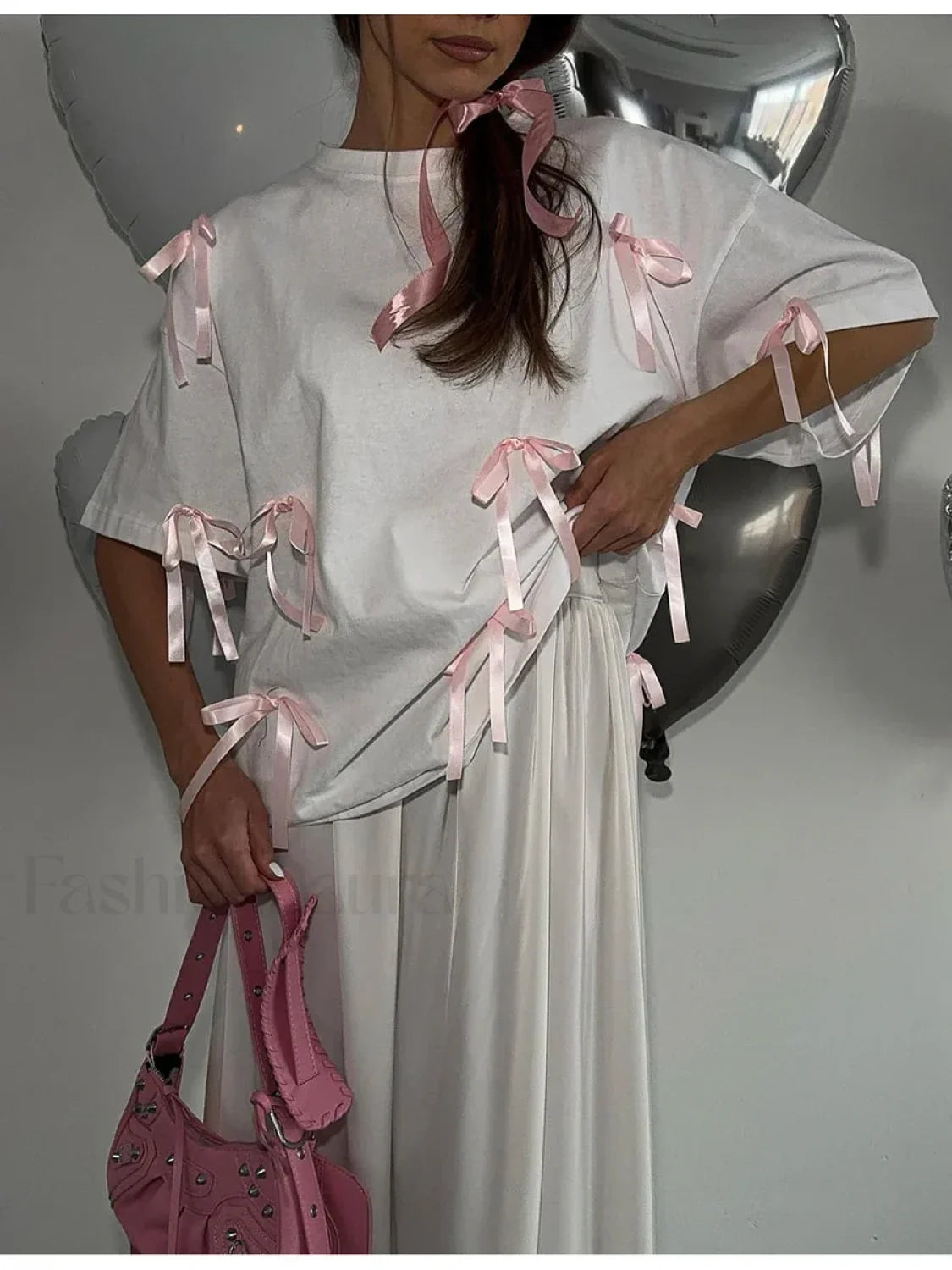 Sweet Bow Tassels Cotton T-Shirt Secondary image