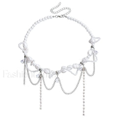 Sweet Irregular Faux Pearl Necklace STEEL
