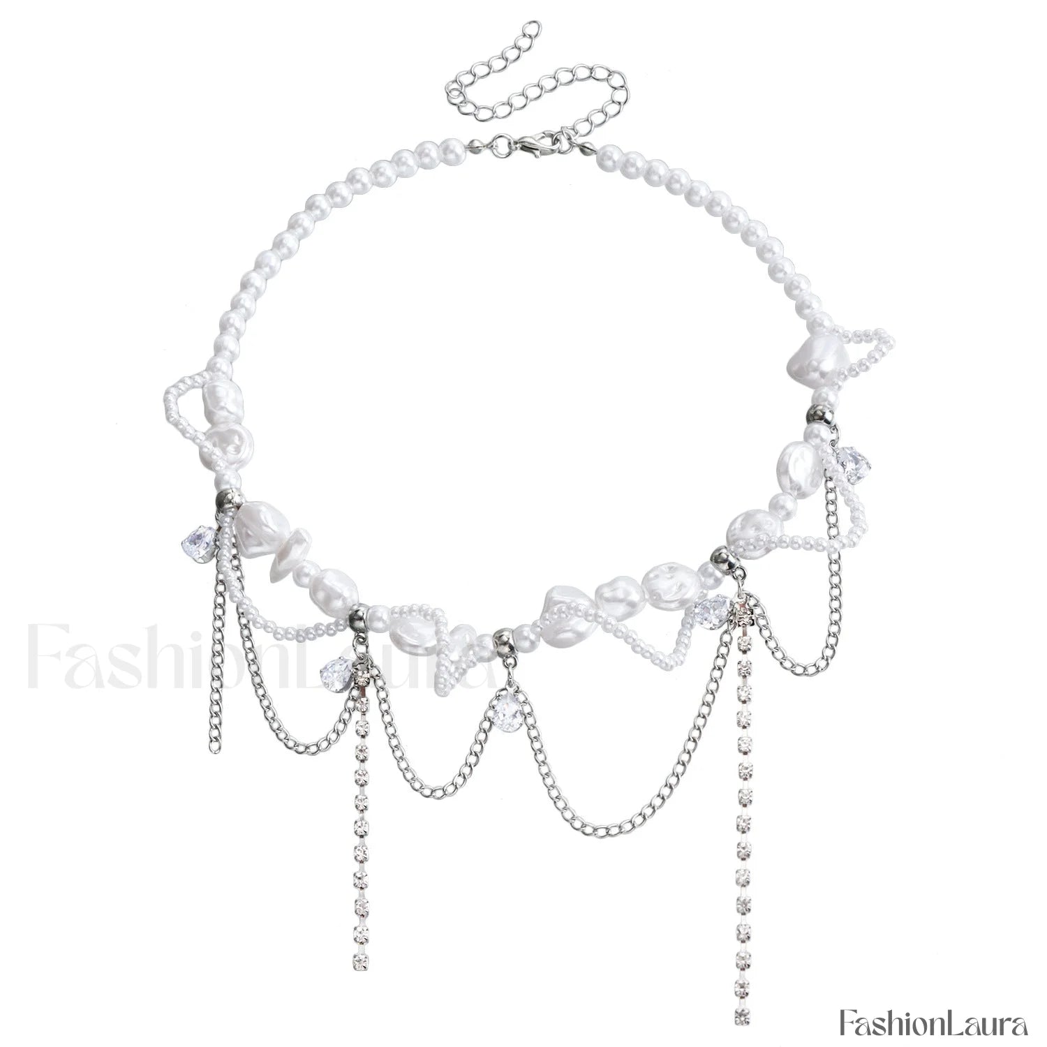 Sweet Irregular Faux Pearl Necklace STEEL