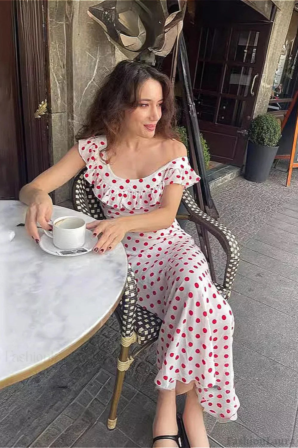 Sweet Ruffle Vacation Polka Dot Maxi Dress Secondary image