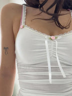 Sweetheart 3D Bow Ruched Crop Top