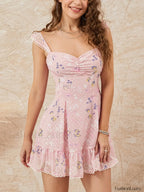 Sweetheart Ruffled Mini Floral Dress