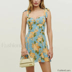 Sweetheart Spaghetti Floral Dress green1 / S