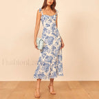 Sweetheart Tie Strap Floral Dress color 4 / S