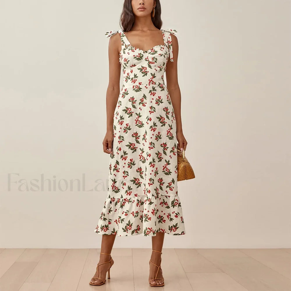 Sweetheart Tie Strap Floral Dress color 16 / S