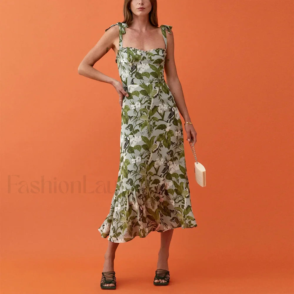 Sweetheart Tie Strap Floral Dress color 6 / S