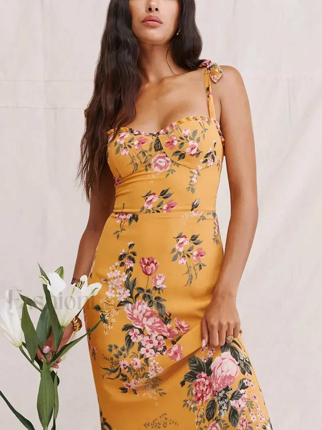 Sweetheart Tie Strap Floral Dress color 9 / S Main image