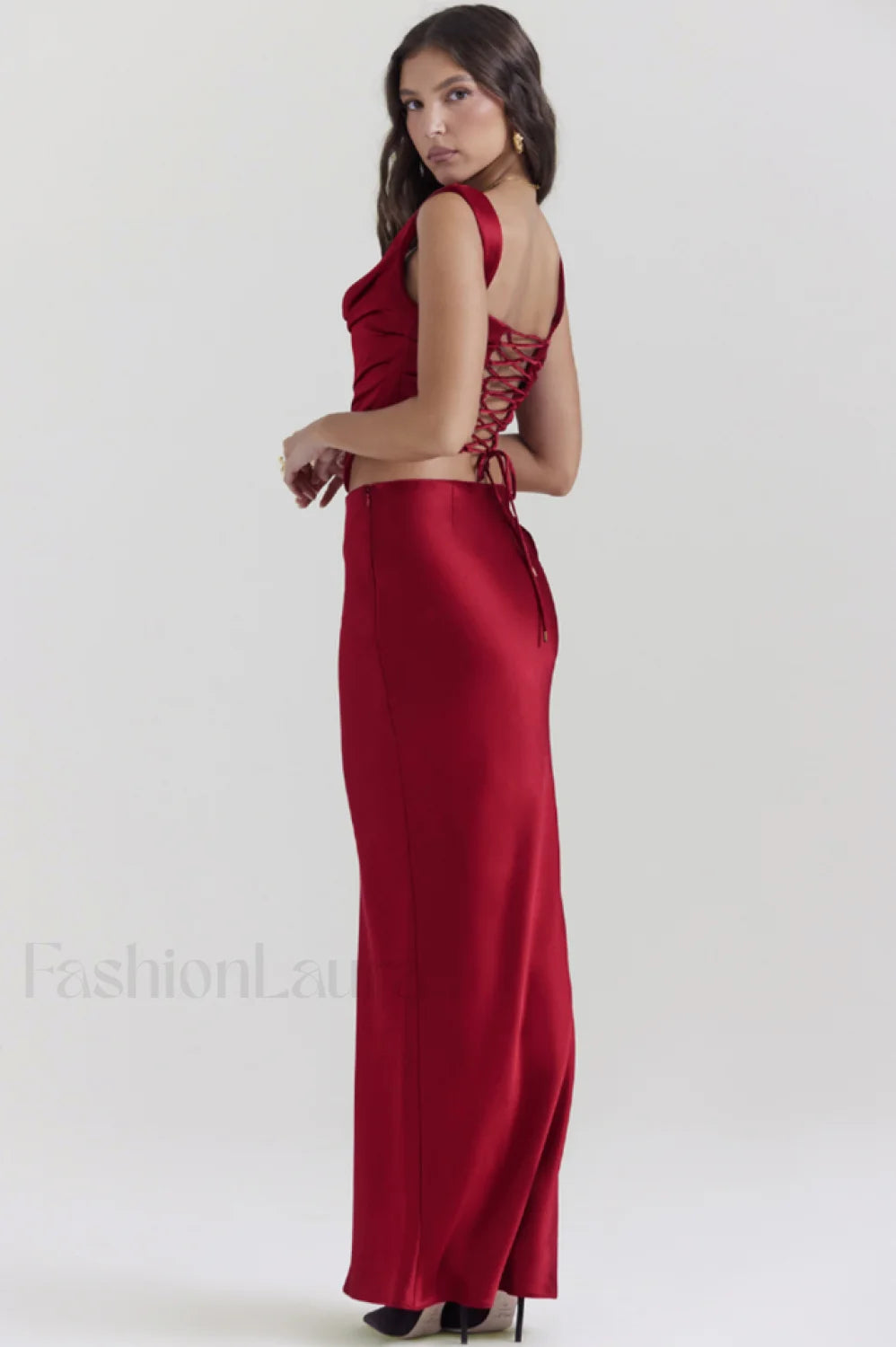 Sydel Satin Bias Charming Cut Maxi Skirt Set Secondary image