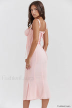 Syrah Soft Peach Charming Strappy Midi Dress