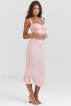 Syrah Soft Peach Charming Strappy Midi Dress