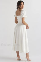 Tallulah Floral Puff Charming Sleeve Midi Dress