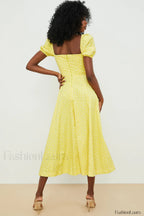 Tallulah Floral Puff Charming Sleeve Midi Dress