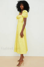 Tallulah Floral Puff Charming Sleeve Midi Dress