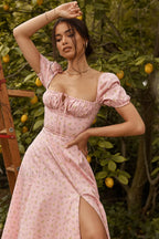 Tallulah Floral Puff Charming Sleeve Midi Dress