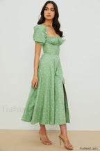 Tallulah Floral Puff Charming Sleeve Midi Dress