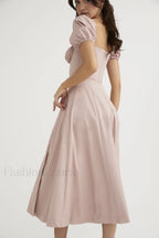 Tallulah Floral Puff Charming Sleeve Midi Dress