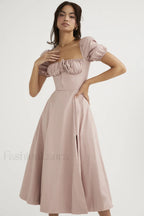 Tallulah Floral Puff Charming Sleeve Midi Dress