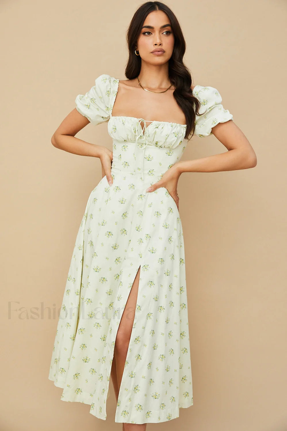 Tallulah Floral Puff Charming Sleeve Midi Dress S / 5#