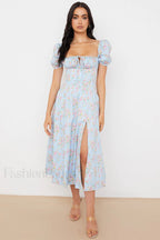 Tallulah Floral Puff Charming Sleeve Midi Dress XS / 3#