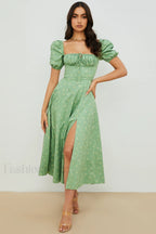 Tallulah Floral Puff Charming Sleeve Midi Dress XS / 6#