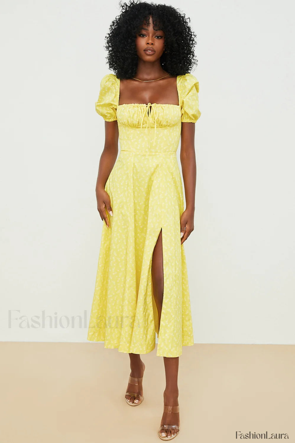 Tallulah Floral Puff Charming Sleeve Midi Dress XS / 7#