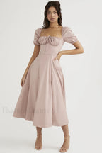 Tallulah Floral Puff Charming Sleeve Midi Dress XS / 8#