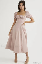 Tallulah Floral Puff Charming Sleeve Midi Dress XS / 8#