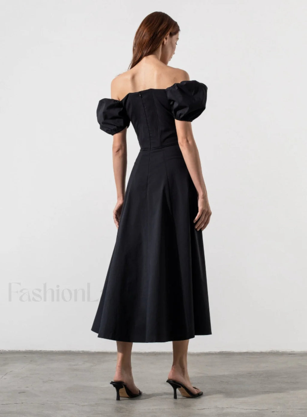 Tallulah White Puff Charming Sleeve Midi Dress