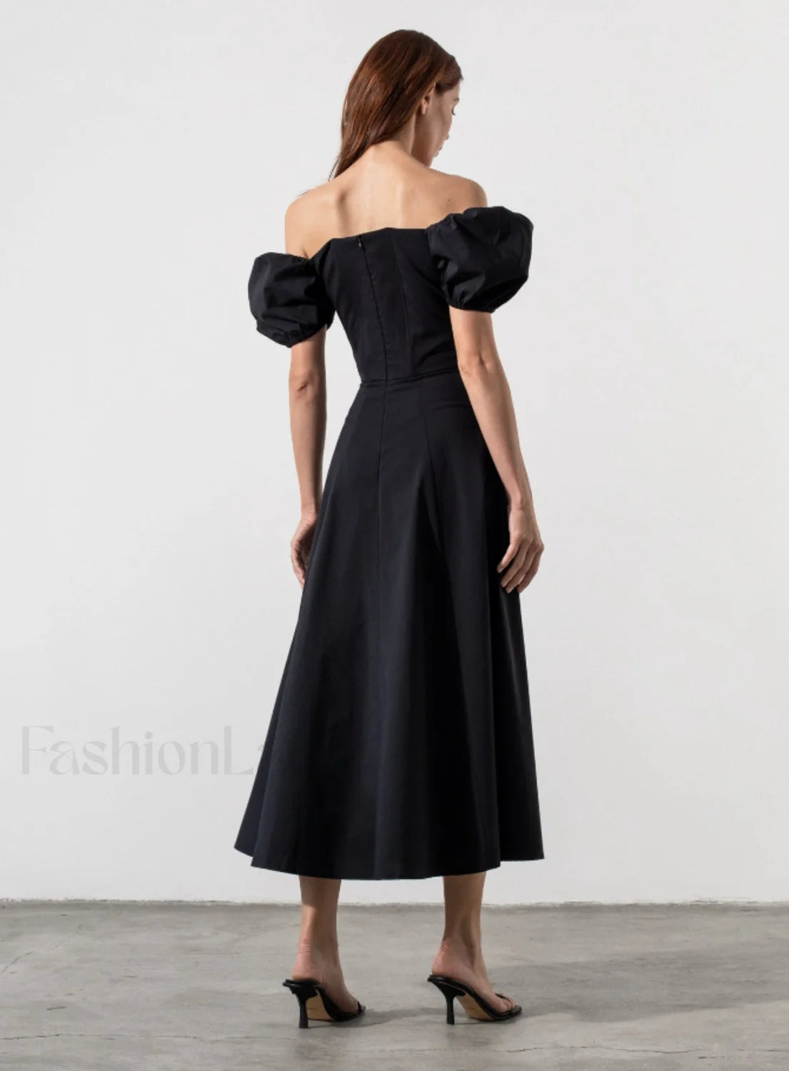 Tallulah White Puff Charming Sleeve Midi Dress