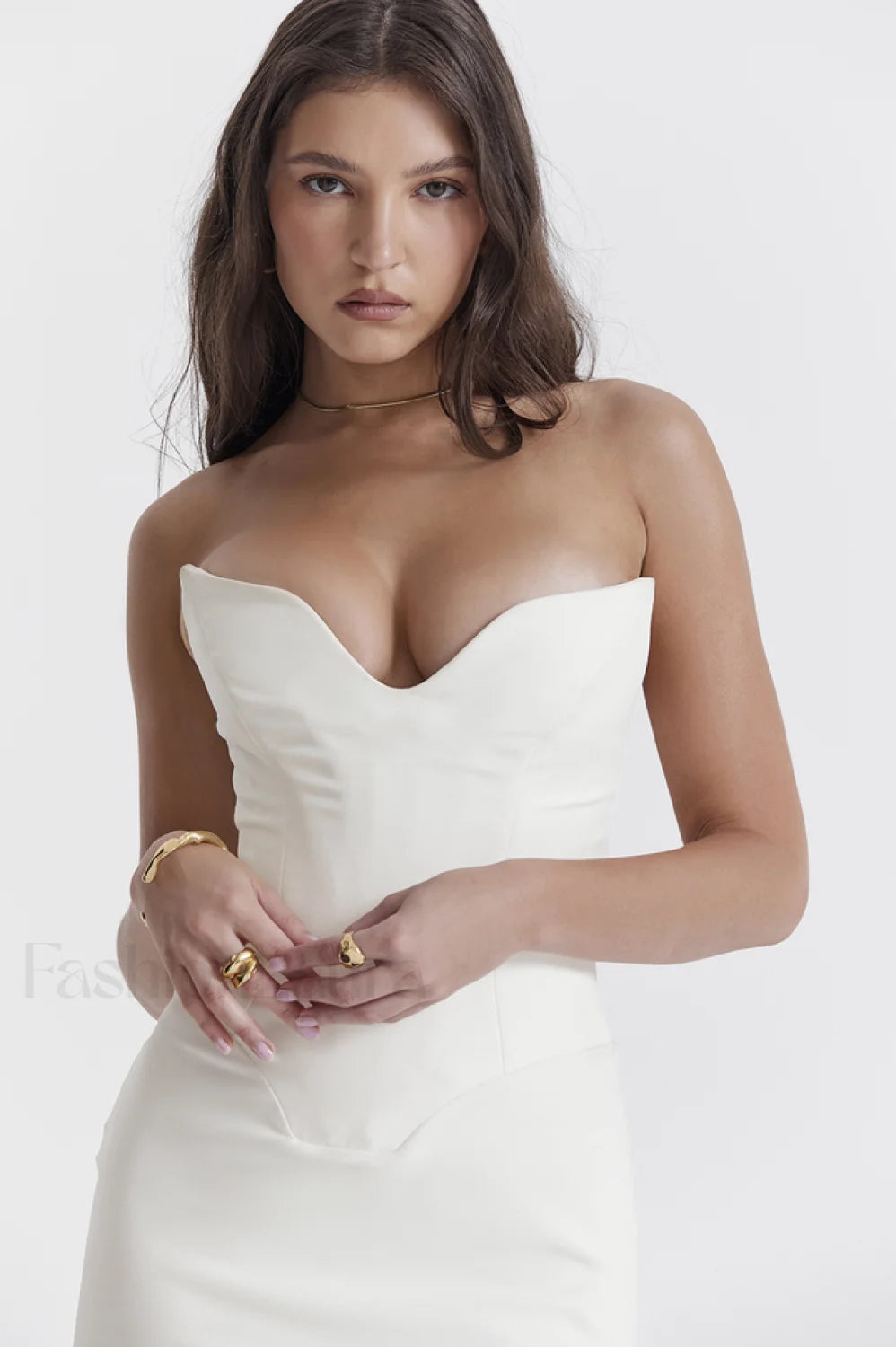 Tamara Ivory Stylish Strapless Corset Dress