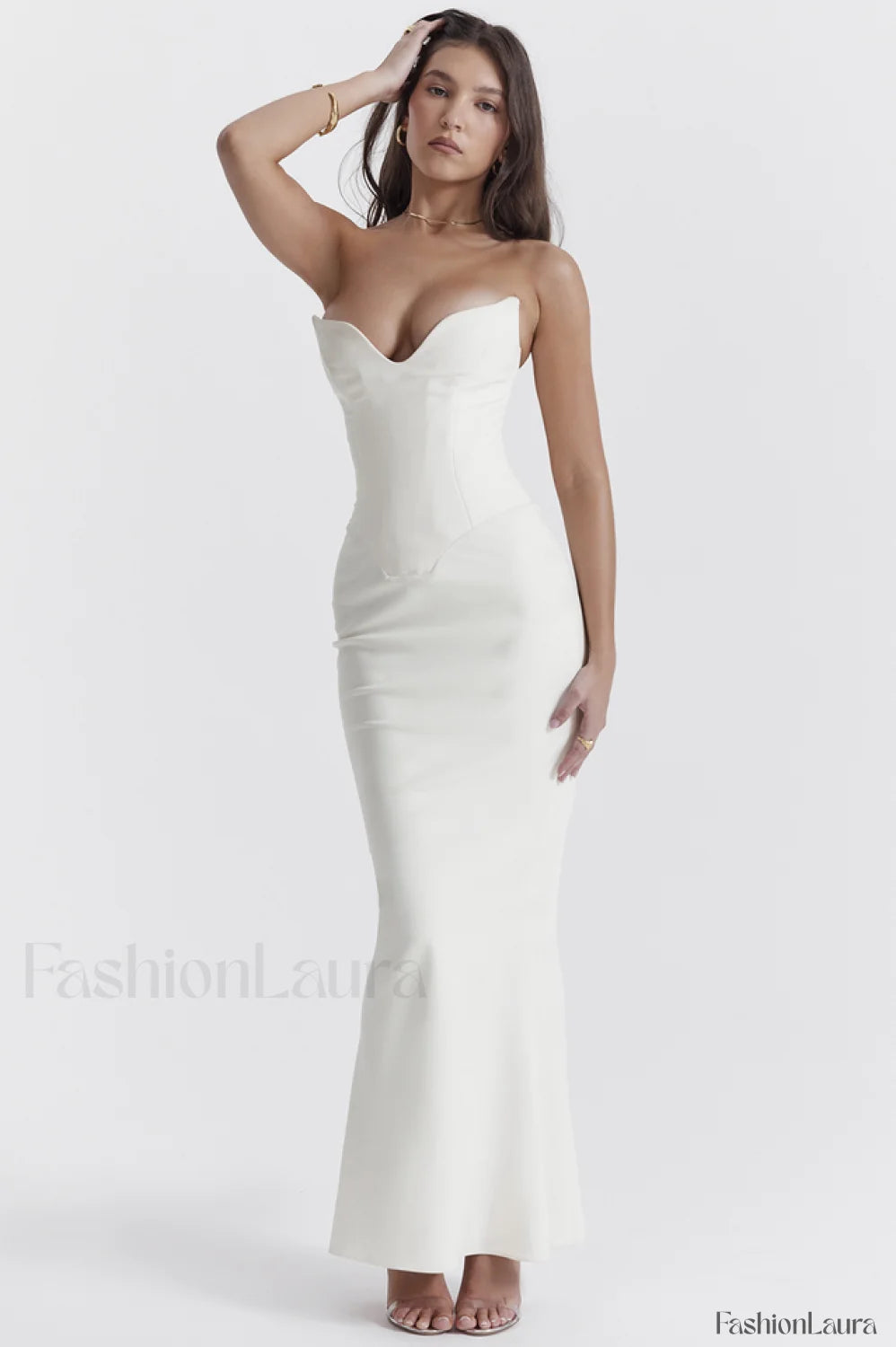 Tamara Ivory Stylish Strapless Corset Dress