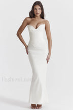Tamara Ivory Stylish Strapless Corset Dress XS / White