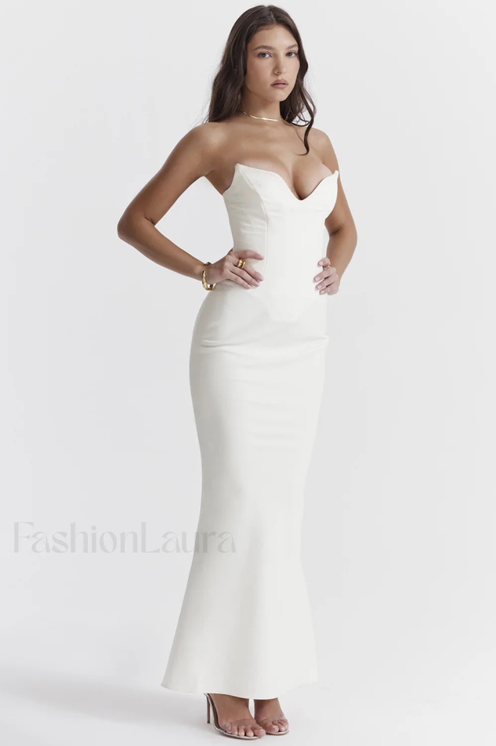 Tamara Ivory Stylish Strapless Corset Dress
