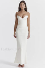 Tamara Ivory Stylish Strapless Corset Dress