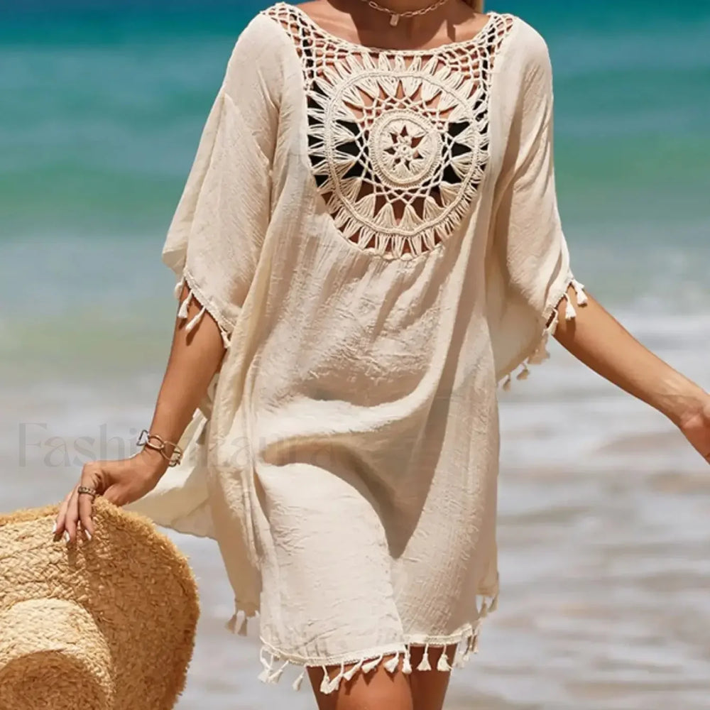 Tassel Crochet Holiday Short Cover Up
