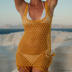 Tassel Slit Knit Dress Cover Up Ginger / S