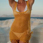 Tassel Slit Knit Dress Cover Up Ginger / S