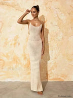Tassel Spaghetti Strap Maxi Cover Up WHITE / S