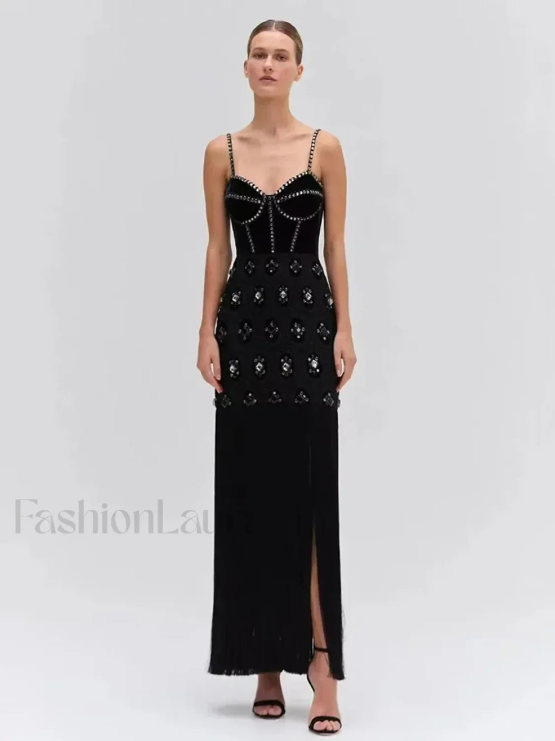Tassel Strap Backless Maxi Dress Black / S Main image