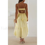 Tassel Tie Up Cutout Midi Dress
