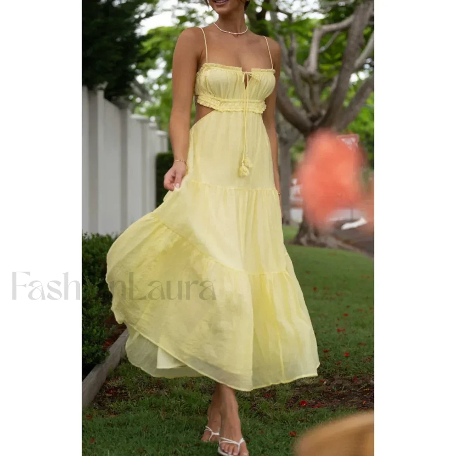 Tassel Tie-Up Cutout Midi Dress Secondary image
