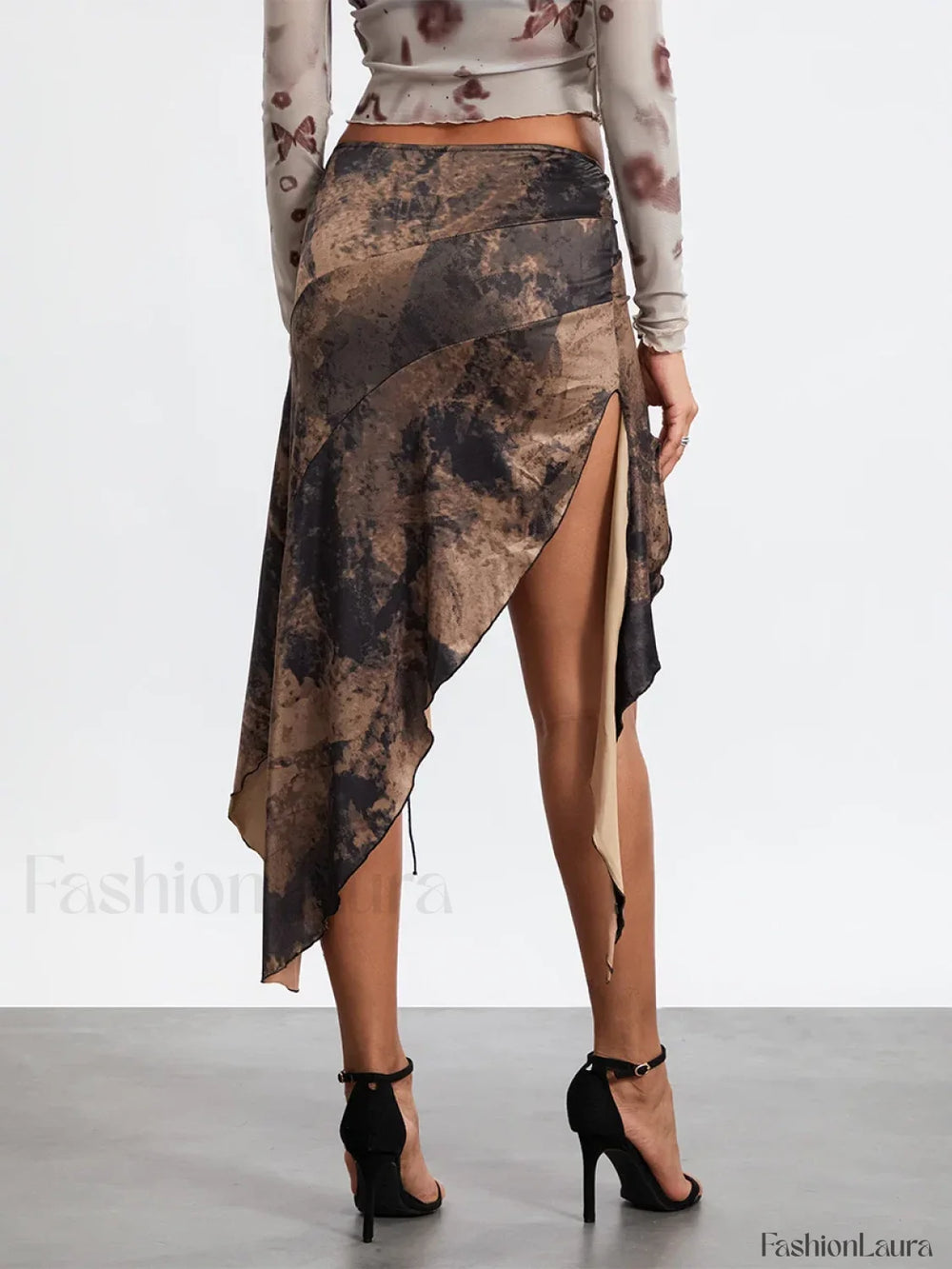 Tassel Wrap Asymmetric Midi Skirt