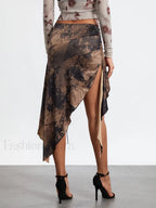 Tassel Wrap Asymmetric Midi Skirt