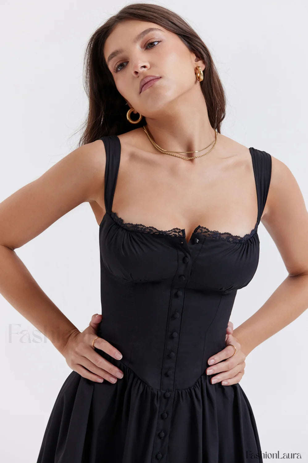 Tatiana Black Stylish Midi Sundress